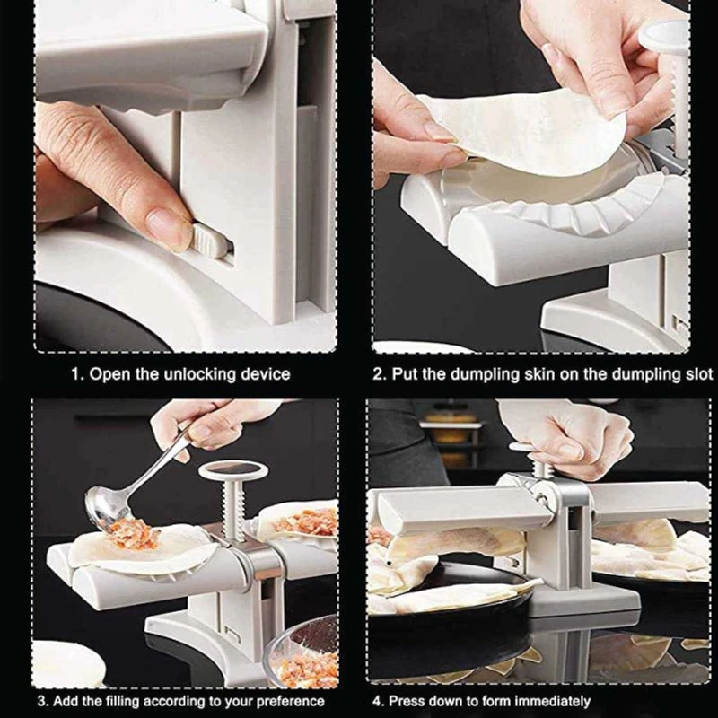 Dumpling Maker Household Double Head Automatic Dumpling Maker Press Mold Making Tool Easy to Use for Dumplings - Image 3